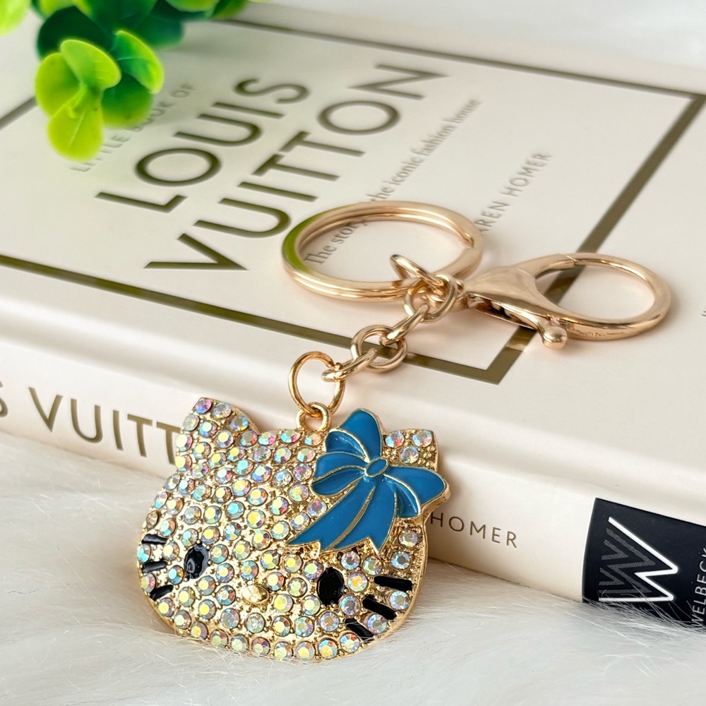 Hello Kitty Blue‎ Bow Iridescent Keychain/ Bag Charm